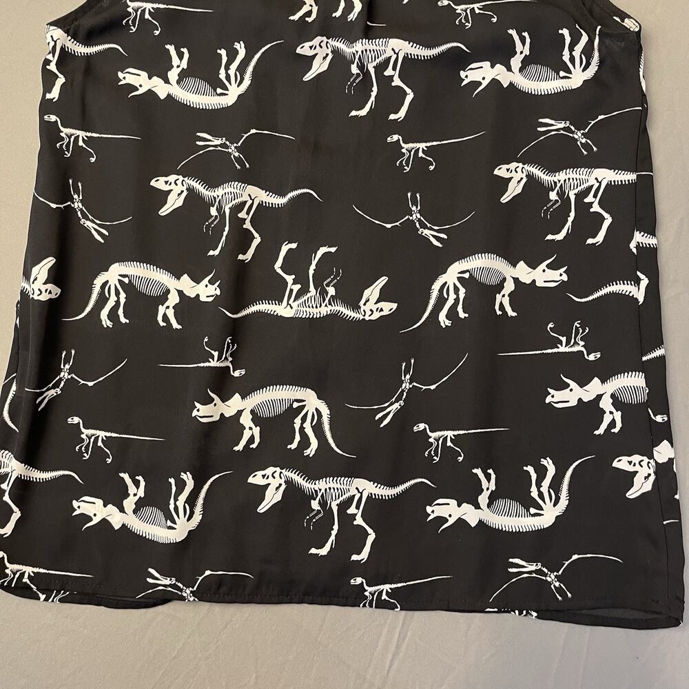 Modcloth Small Dinosaur Skeleton Sleeveless Top Accent Buttons Collared - Picture 11 of 13